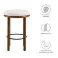 thumbnail image 6 of Counter Stool Chair, Set of 2, Ivory White Walnut, Fabric, Wood, Bar Pub Cafe Bistro Dining Kitchen Hospitality Restaurant, Modern Contemporary HB36721, 6 of 8