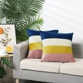 thumbnail image 6 of Unique Bargains 2 Pcs Striped Velvet Cushion Covers Contrast Color Throw Pillow Covers Pink Yellow White Blue 18" x 18", 6 of 6
