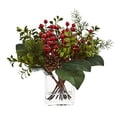 thumbnail image 3 of Nearly Natural 4260 Berry, Pine & Boxwood Artificial Arrangement, 3 of 4