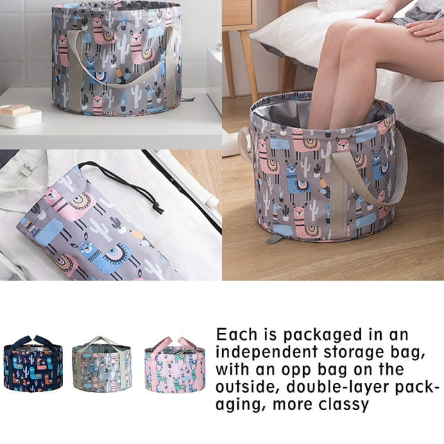 Foot Soaking Bath Basin Foldable Waterproof Multifunctional Large Water Storage Bucket Tub Large Capacity Washbasin Portable Feet Camping Soak Dark Blue