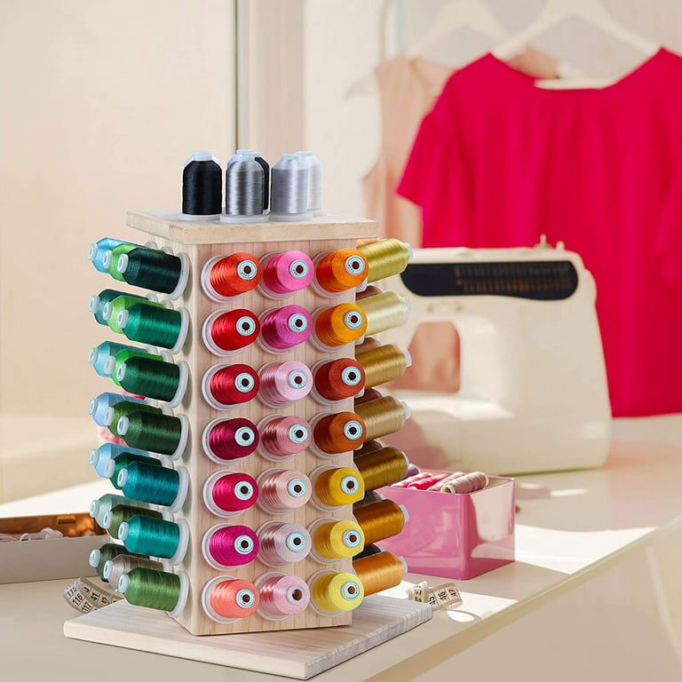 New brothread 84 Spools 360 Fully Rotating Wooden Thread Rack/Thread Holder Organizer for Sewing, Quilting, Embroidery, Hair-braiding and Jewelry