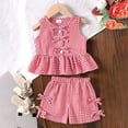 thumbnail image 2 of TOWED22 Toddler Baby Girl 12M-8Y Summer 2 Piece Set Spaghetti Strap Striped Cami & Floral Shorts Clothes(Red,6-9 M), 2 of 9