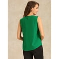 thumbnail image 3 of DARING DIVA Summer Tank Tops for Women's Pleated Crew Neck Tops XS Green, 3 of 6
