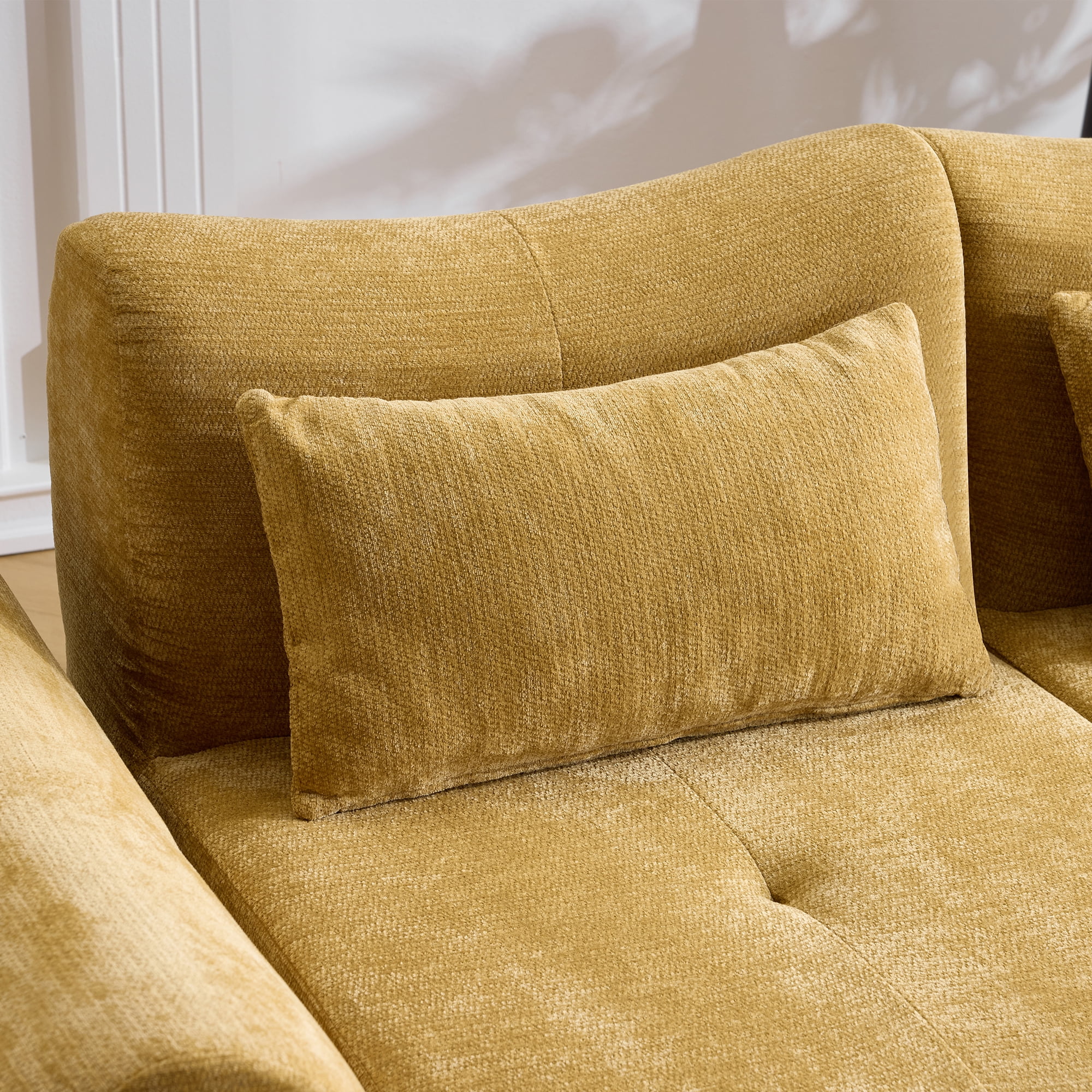 Modular Cloud Sofa, Convertible Folding Sofa Bed, Sectional Cushioned Sofa with Wear-Resistant Flannelette Fabric and High-Density Foam, Versatile Modular Design for Living Room, Yellow