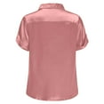 thumbnail image 4 of Fewfanhot Women's Tops Silk Satin Tops Cap Short Sleeve Blouse V Neck Shirts Business Casual Outfits, 4 of 7