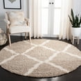 thumbnail image 3 of SAFAVIEH Dallas Logan Geometric Shag Area Rug, Beige/Ivory, 8' x 8' Round, 3 of 9