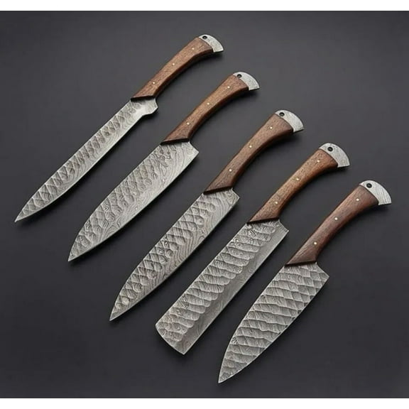 Custom Handmade FORGED DAMASCUS STEEL CHEF KNIFE Set Kitchen Knives-Cutlery