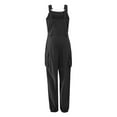 thumbnail image 5 of Fangasis Ladies Long Pants Belt Jumpsuits Sleeveless Romper Women Casual Overalls Solid Color Beach Trousers Black XL, 5 of 8