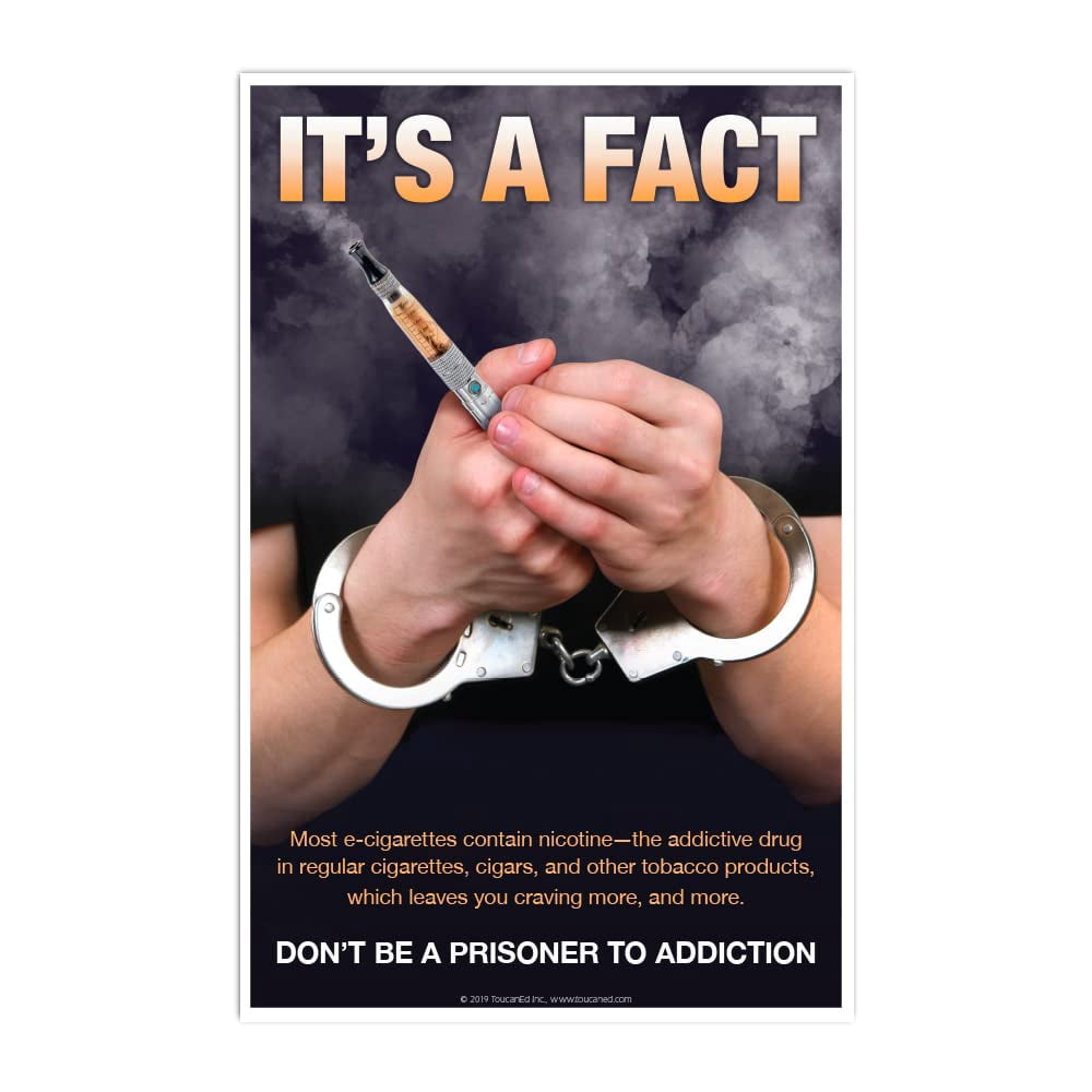 Dont Be a Prisoner to Addiction Poster - e-cigarette educational poster - nicotine addiction  quit vaping  school nurse office sign - anti-vaping campaigns  11 x 17