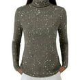thumbnail image 4 of Turtleneck Glitter Tee Blouse Tops，Long Sleeve Sequin TopFall Outfits Fashion Tee Sequin Tops For Women Long Sleeve Party Slimming Shirts Winter Undershirt Ribbed Knit Fall Shirts Going Out Crop Tops, 4 of 9