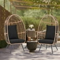 thumbnail image 7 of Wicker Rattan Egg Chair, Rest Chair with UV Resistant Cushions and Pillow, Lounging Chair for Indoor Outdoor Bedroom Patio Garden (Black), 7 of 7