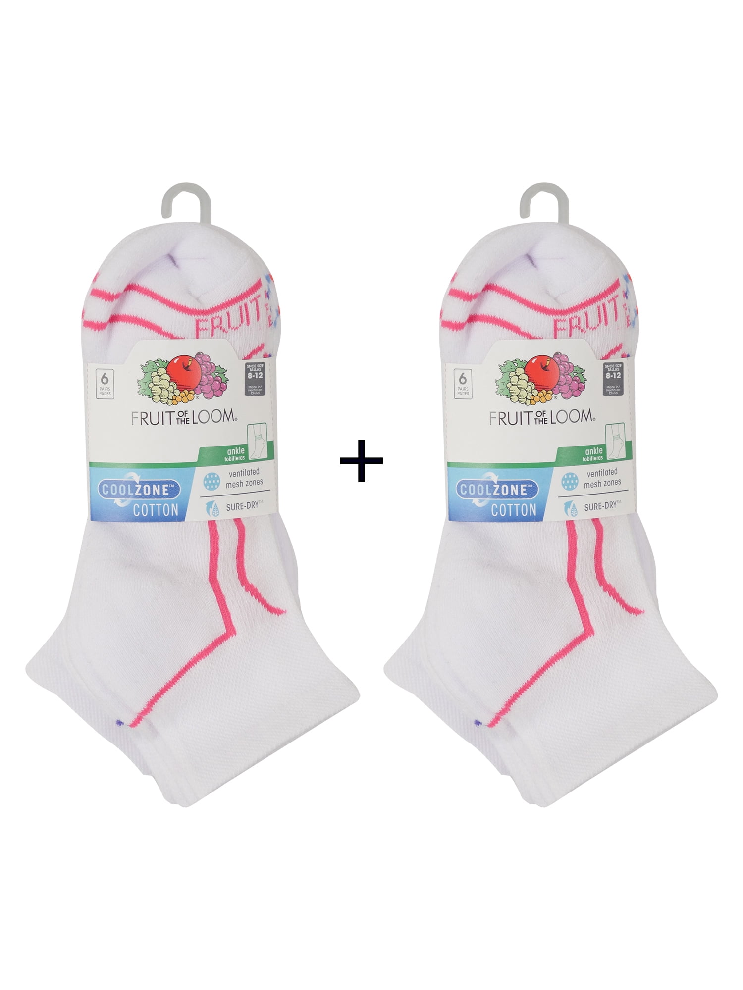 Fruit of the Loom Women's Coolzone Half Cushion Ankle Socks 12 Pack