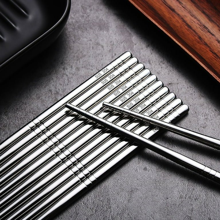 SPOORYYO Stainless Steel Chopsticks Set, Reusable Metal Chopsticks