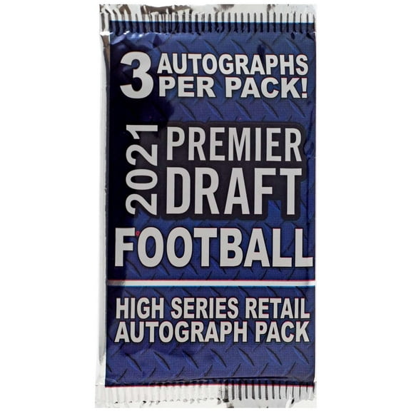 NFL 2021 Hit Premier Draft High Series Football Trading Card AUTOGRAPH Pack (3 Autographs)