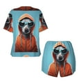 thumbnail image 5 of Picia Cool Dog In Hoodie Pajamas Sets for Women Soft Short-Sleeved Pjs with Lounge Shorts Two Piece Sleepwear-Medium, 5 of 9
