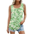 thumbnail image 2 of GaThRRgYP Womens Tops Summer Sleeveless,Tank Tops for Girls,Women's New Loose Casual Crew-neck Pleated Print Fashion Top Green XXL, 2 of 6
