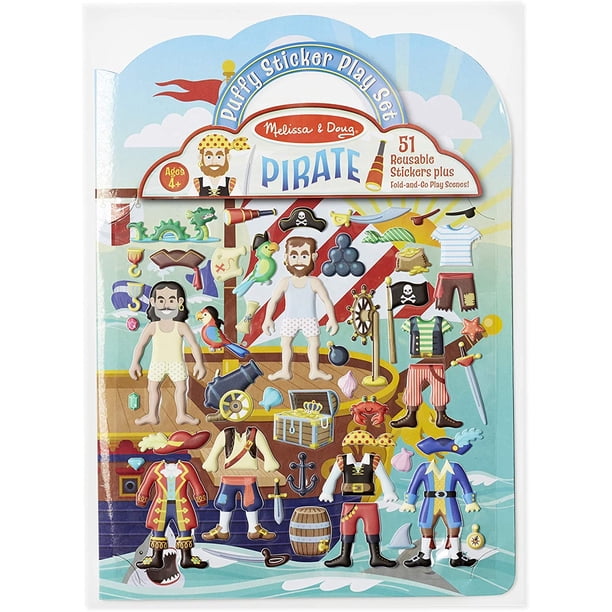 Melissa & Doug Puffy Sticker Activity Book: Piratas - 51 pegatinas reutilizables