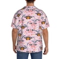 thumbnail image 3 of Vsdgher Pink Butterfly Daisy Men's Cuban Shirt, Hawaiian Shirts, Business Casual Button Down Shirts, Short Sleeve Shirt-4X-Large, 3 of 5