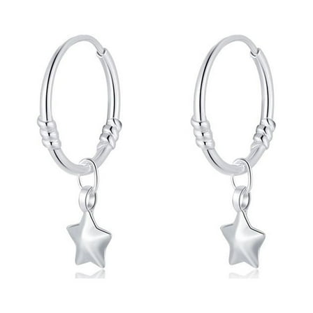 Tiny Star Huggie Small Hoop Earrings for Women Cartilage 925 Sterling Silver Luck Stars Dangle Drop Earring Thin Hoops