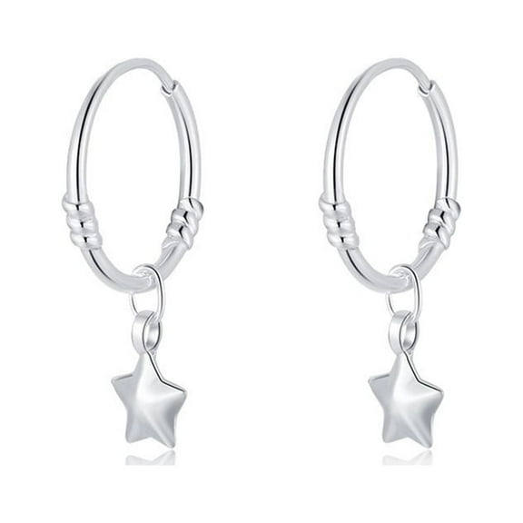 Tiny Star Huggie Small Hoop Earrings for Women Cartilage 925 Sterling Silver Luck Stars Dangle Drop Earring Thin Hoops