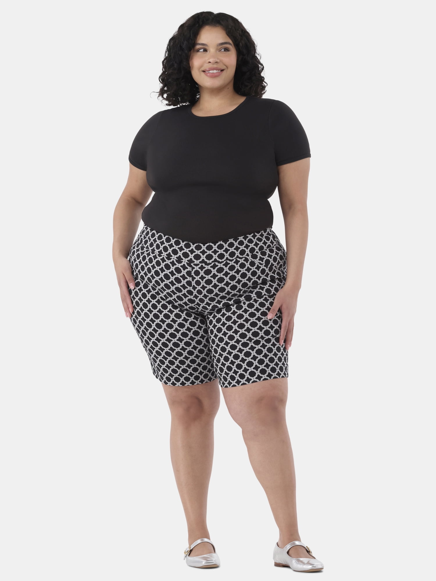 JMS Just My Size by Hanes Women's Plus Pull On Millennium Bermuda Shorts, 9" Inseam, Sizes 0X-4X