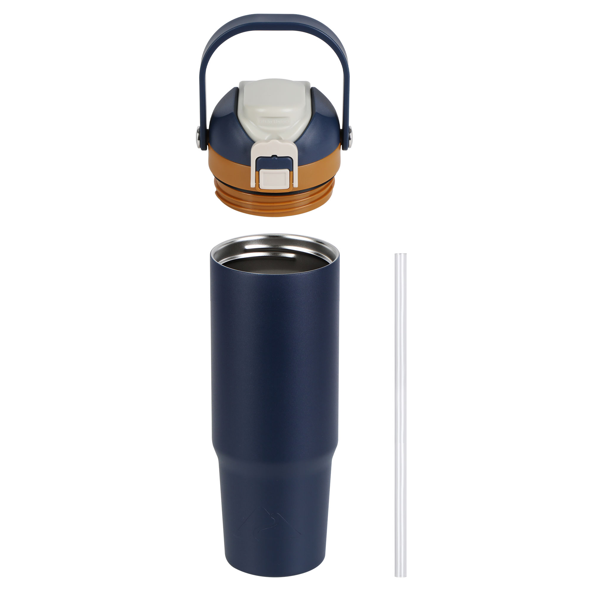 Vaso aislado de acero inoxidable de 30 oz con doble tapa, pared doble al vacío, con tapa de sorbo y vertido, Ozark Trail, Blue Cove 3