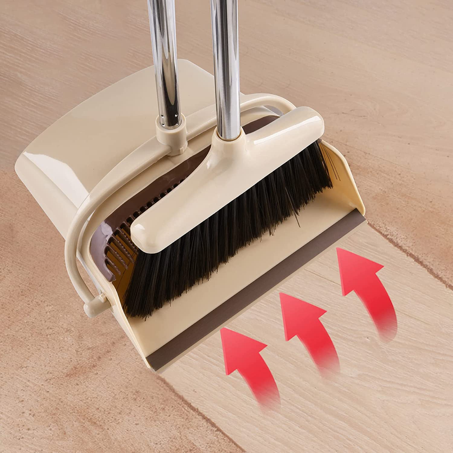 Black Long Handled Brush & Dustpan Set Floor Sweeping Cleaning Broom Set New 