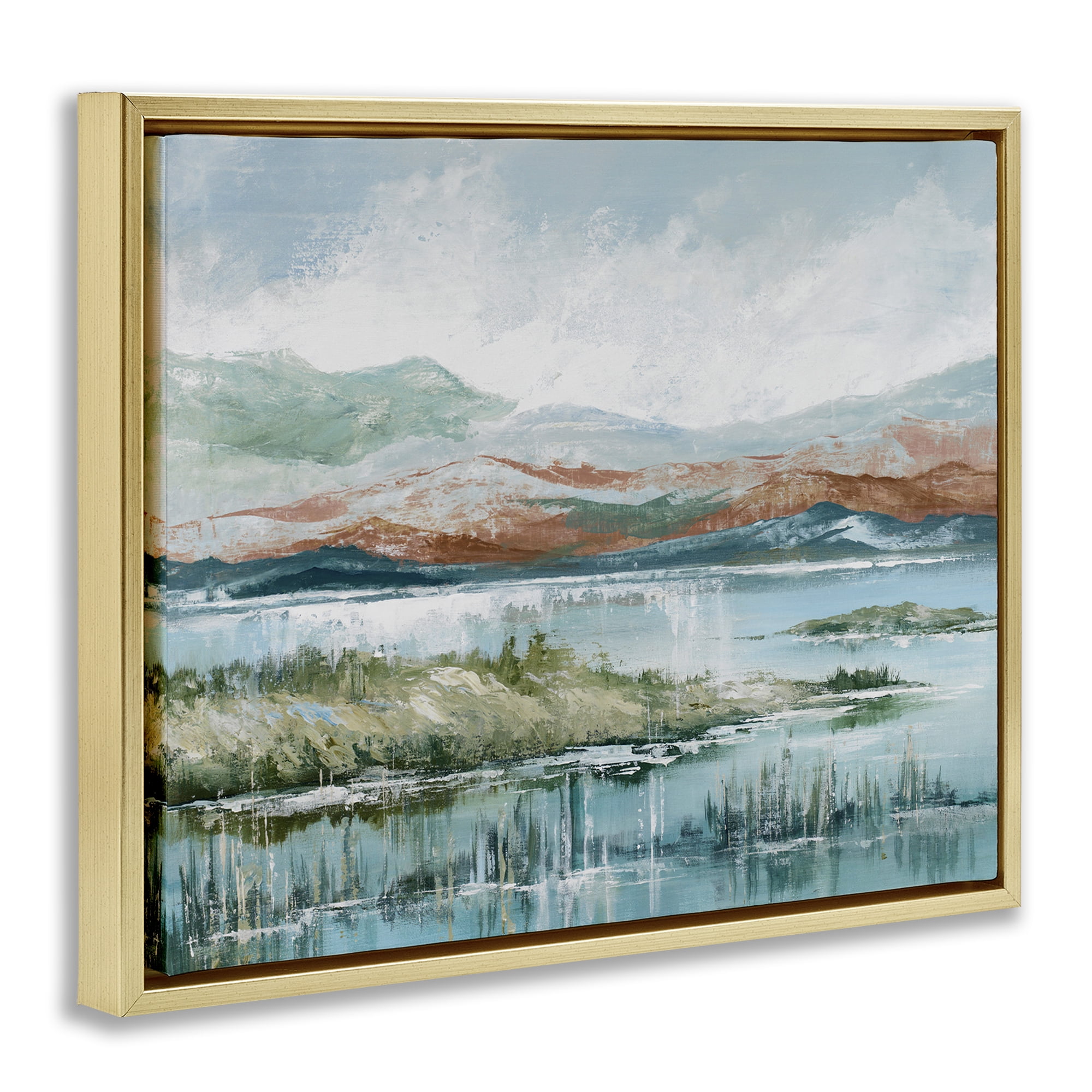 Stupell Industries Western Rustic Landscape Landscape Painting Gold Floater Framed Art Print Wall Art, 31 x 25