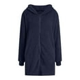 thumbnail image 6 of idosla Womens Fleece Zip Up Jacket with Pockets Oversized Long Sherpa Hoodie Fuzzy Jackets Warm Teddy Coat (Navy, S), 6 of 8