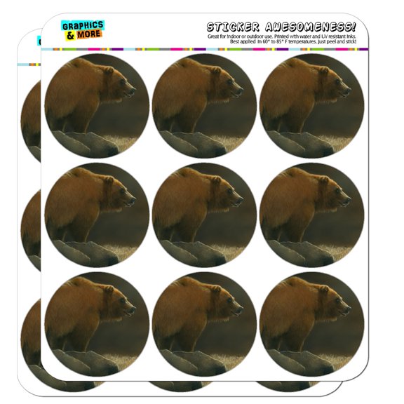 Grizzly Bear in the Morning Glow 2" Planner Calendar Scrapbooking Crafting Opaque Stickers