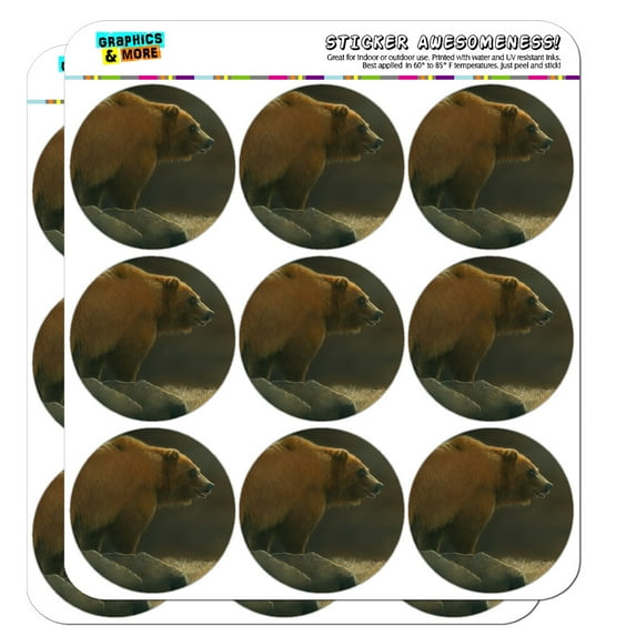 Grizzly Bear in the Morning Glow 2" Planner Calendar Scrapbooking Crafting Opaque Stickers