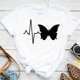 thumbnail image 3 of Camiseta con estampado de pétalos de mariposa para mujer, blusa de manga corta y cuello redondo, camisetas gráficas bonitas, Tops femeninos Clothin, nueva moda, 3 of 5