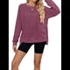 thumbnail image 2 of Sudadera Informal de Cuello Redondo para Mujer, Holgada, Suave y de Larga Rojo Vino S, 2 of 10