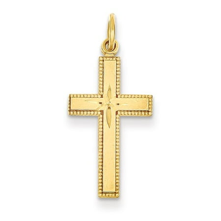 14k Yellow Gold D/C Latin Cross Pendant
