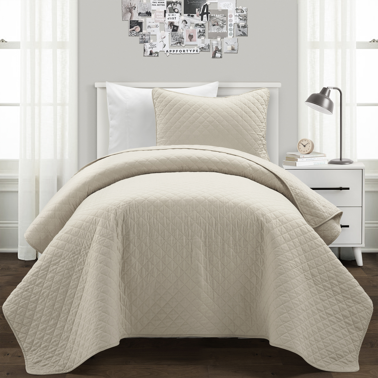 Ava Diamond Oversized Cotton Quilt Set by Lush Decor