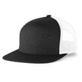 thumbnail image 2 of Pacific Headwear Heather 6-Panel Arch Trucker Snapback Cap P710 Black Heather/White Os, 2 of 2