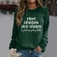 thumbnail image 3 of Gibobby Divertidas Sudaderas Sudadera informal con cuello redondo y hombros descubiertos para mujer, suéter largo con estampado de divertidas (Verde, XXXL), 3 of 4