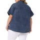 thumbnail image 3 of Camisas de botón de manga corta de mezclilla para mujer de tallas grandes Agnes Orinda 3X azul mezclilla, 3 of 6