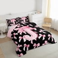 thumbnail image 3 of Manfei Letter Monogrammed J 3 Pieces Queen Comforter Set for Boys Girls,Kawaii Ribbon Bow Ultra Soft Bedding Sets,Dreamy Princess Bedding Comforter Set Breathable,Lightweight Room Decor,Reversible, 3 of 8