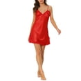 thumbnail image 2 of Unique Bargains Women's Sleepwear Lounge Spaghetti Strap Cami Dress Satin Nightgown, 2 of 5