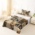 thumbnail image 5 of Manfei Pretty Floral Twin Sheets,Geometric Check Pine Bedding,Brown,3-Piece,1 Fitted Sheet and 1 Pillowcase, 5 of 6