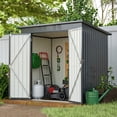 thumbnail image 2 of 6' x 4' Outside Storage Shed, SESSLIFE Galvanized Metal Outdoor Shed with Lockable Door, Outdoor Storage Cabinet for Garden Backyard, Black, 2 of 10