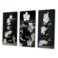 thumbnail image 3 of Designart "Zen Serenity White Flowers with Black Stone Cairn II" Spiritual Stone Wall Art Set Of 3 - Traditional White Gallery Set For Office Decor, 3 of 6