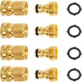thumbnail image 1 of HAOAN Raccords de Boyau d'Arrosage 3/4” en Laiton, Adaptateurs à Raccordement Rapide (4 Ensembles), 1 of 7