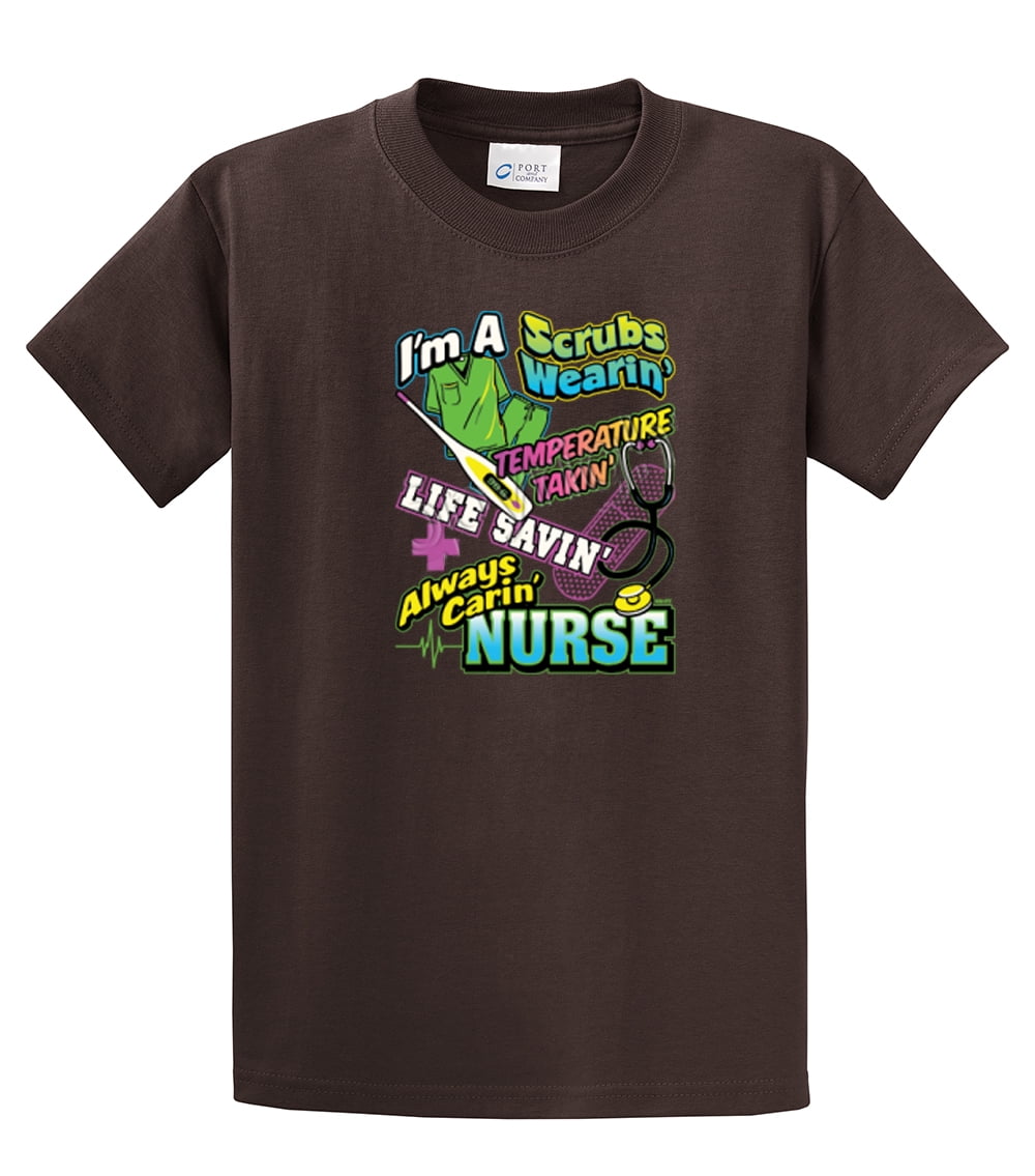 Nurse Short Sleeve T-shirt I'm A Scrubs Wearin' CNA Assistant Plus Funny Tee - Picture 17 of 104