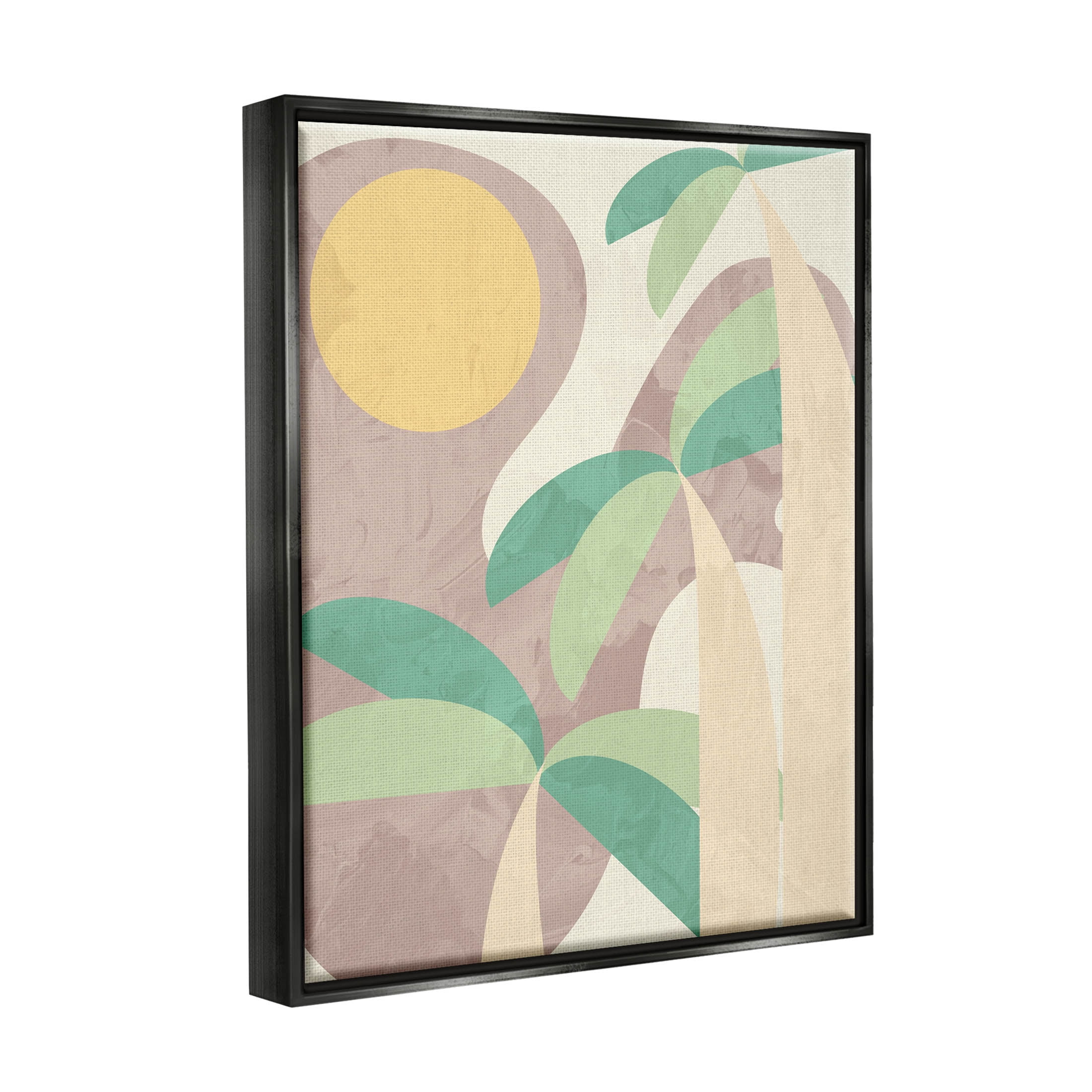 Geometric Palm Tree Summer Botanical & Floral Graphic Art Jet Black Framed Art Print Wall Art