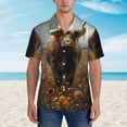 thumbnail image 2 of Honeii Grassland Sunflower Cow Print Men’s Hawaiian Shirt,Classic Button-Down Short Sleeve Shirt, for Beach, Vacation, and Outdoor Activities,X-Large, 2 of 7