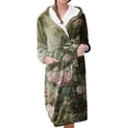 thumbnail image 1 of Women's Fleece Plush Robe Long Warm Plush Bathrobe Loungewear Jacket Printed Comfort Robe, 1 of 5