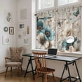 thumbnail image 5 of Teal Tulip Butterfly Kitchen Curtain for Berdoom Living Room Cafe 45 Inch Length, Beige Turquoise Floral Farmhouse Wooden Tiers Curtains Light Filtering Drapes Window Treatment 2 Panels 52"Wx45"L, 5 of 8