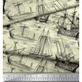 thumbnail image 2 of Soimoi Modal Satin Fabric Waves & Ship Ocean Print Fabric by The Yard 42 Inch Wide, 2 of 3